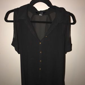 Forever 21- Sheer Black Button Down Top